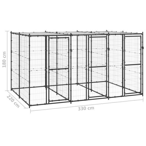 Outdoor-Hundezwinger Stahl mit Überdachung 7,26 m²