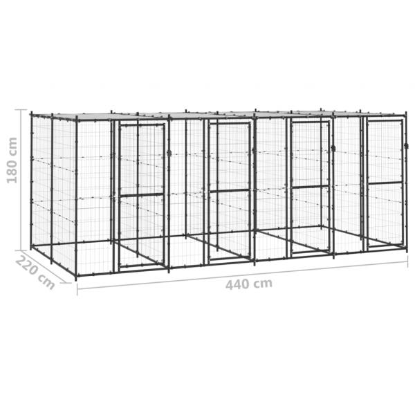 Outdoor-Hundezwinger Stahl mit Überdachung 9,68 m²