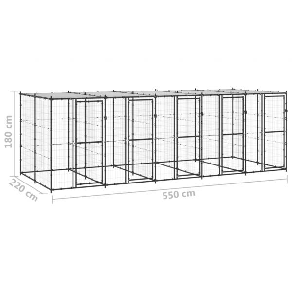 Outdoor-Hundezwinger Stahl mit Überdachung 12,1 m²