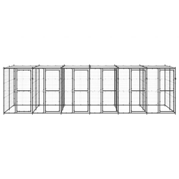 Outdoor-Hundezwinger Stahl mit Überdachung 14,52 m²