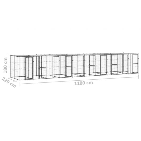 Outdoor-Hundezwinger Stahl mit Überdachung 24,2 m²