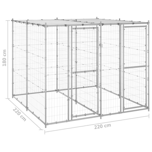 Outdoor-Hundezwinger mit Überdachung Verzinkter Stahl 4,84 m²