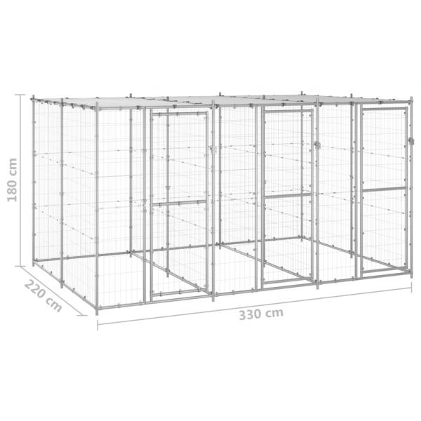 Outdoor-Hundezwinger mit Überdachung Verzinkter Stahl 7,26 m²