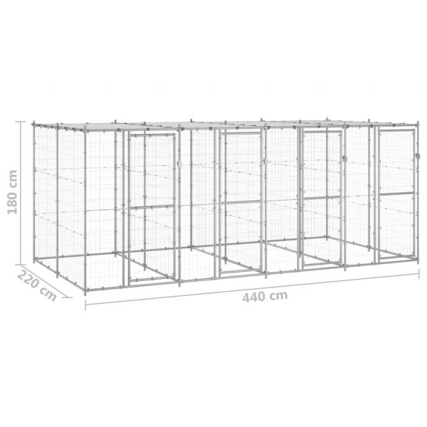 Outdoor-Hundezwinger mit Überdachung Verzinkter Stahl 9,68 m²