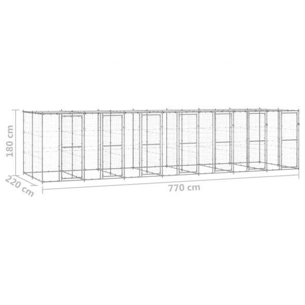 Outdoor-Hundezwinger mit Überdachung Verzinkter Stahl 16,94 m²