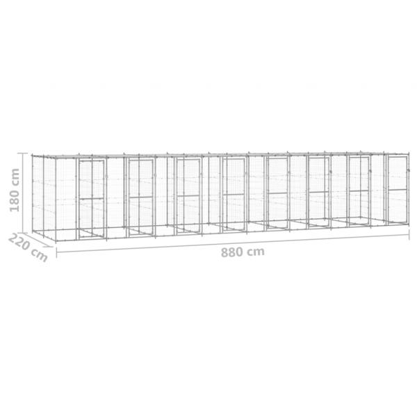 Outdoor-Hundezwinger mit Überdachung Verzinkter Stahl 19,36 m²