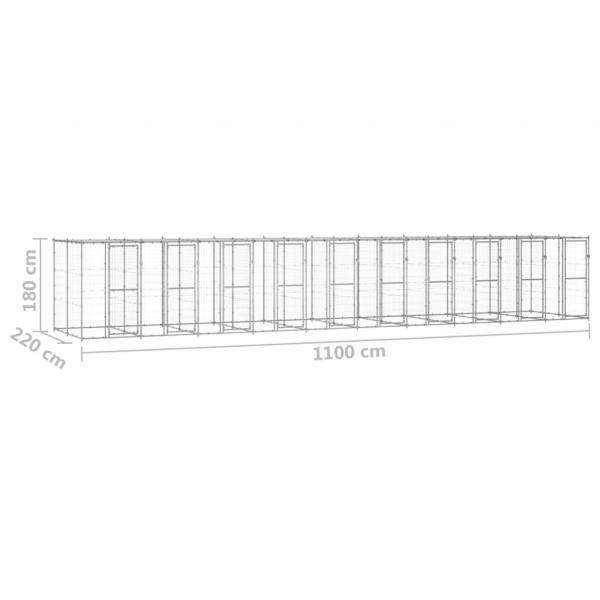 Outdoor-Hundezwinger mit Überdachung Verzinkter Stahl 24,2 m²