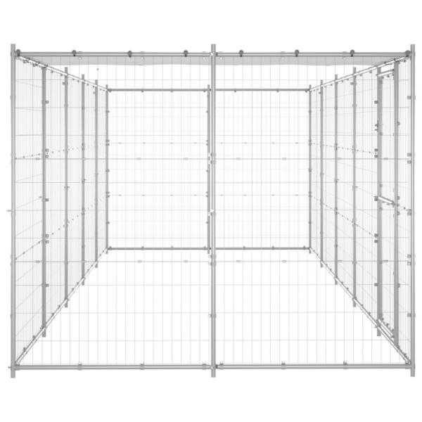 Outdoor-Hundezwinger mit Überdachung Verzinkter Stahl 12,1 m²