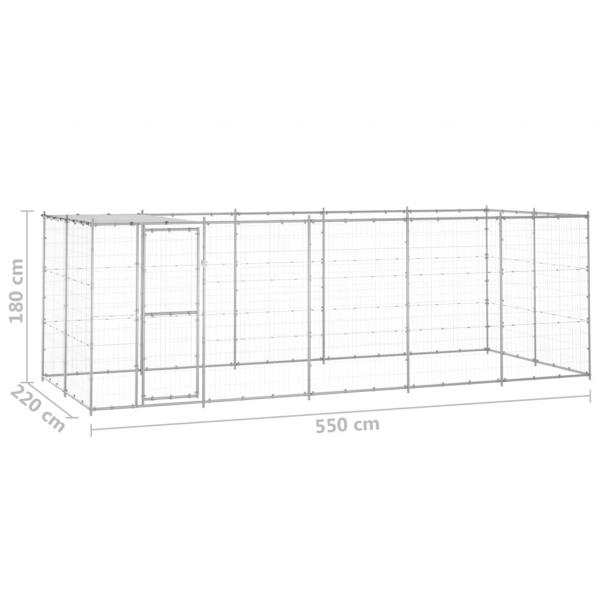 Outdoor-Hundezwinger mit Überdachung Verzinkter Stahl 12,1 m²