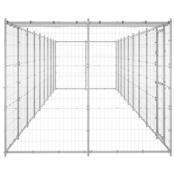 Outdoor-Hundezwinger mit Überdachung Verzinkter Stahl 21,78 m²