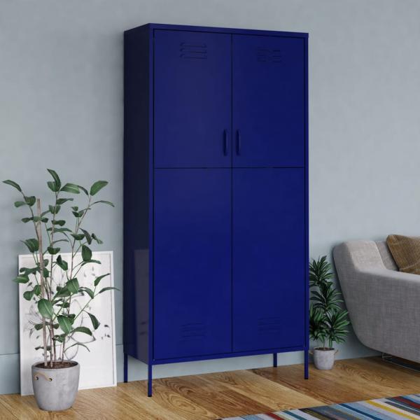 ARDEBO.de - Kleiderschrank Marineblau 90x50x180 cm Stahl   