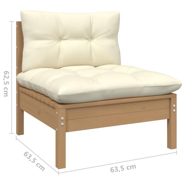 3-tlg. Garten-Lounge-Set mit Creme Kissen Massivholz Kiefer