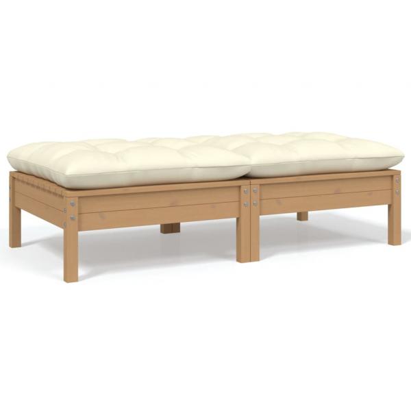 ARDEBO.de - Gartensofa 2-Sitzer mit Creme Kissen Massivholz Kiefer