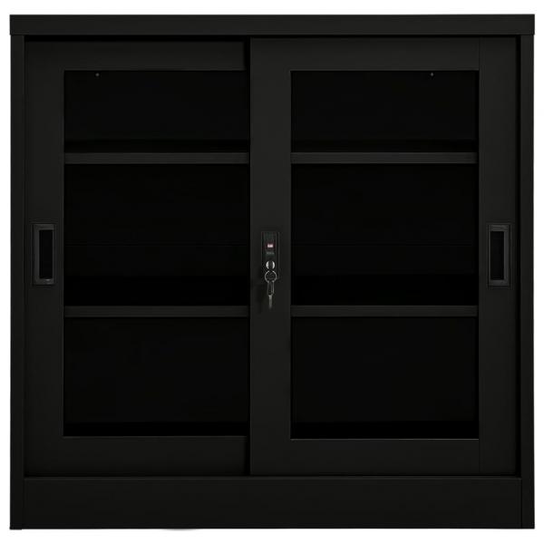 Schrank mit Schiebetür Schwarz 90x40x90 cm Stahl