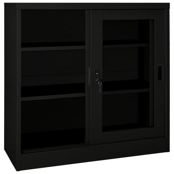 Schrank mit Schiebetür Schwarz 90x40x90 cm Stahl