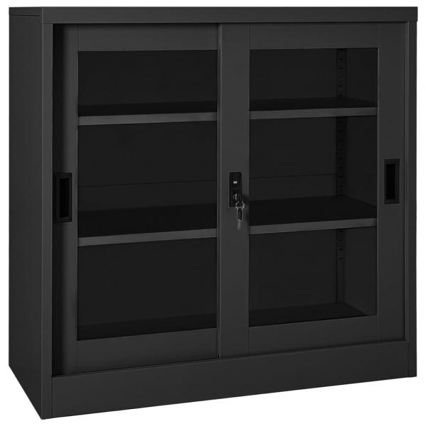 ARDEBO.de - Schrank mit Schiebetür Anthrazit 90x40x90 cm Stahl