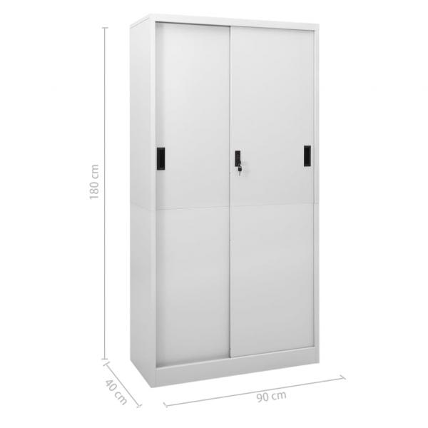 Büroschrank mit Schiebetür Hellgrau 90x40x180 cm Stahl 