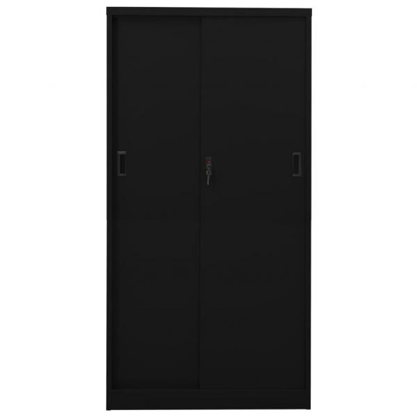 Büroschrank mit Schiebetür Schwarz 90x40x180 cm Stahl 