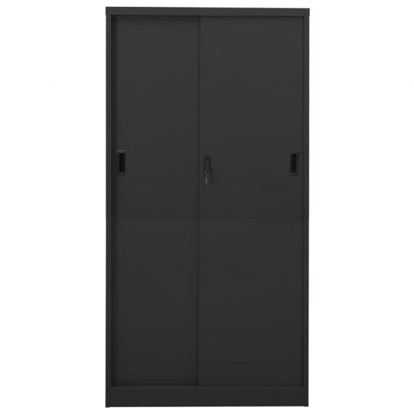 Büroschrank mit Schiebetür Anthrazit 90x40x180 cm Stahl 