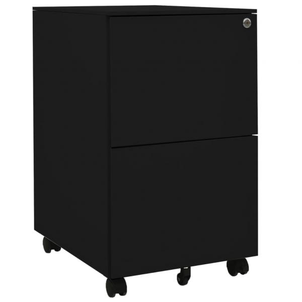 ARDEBO.de - Aktenschrank mit Rollen Schwarz 39x45x67 cm Stahl