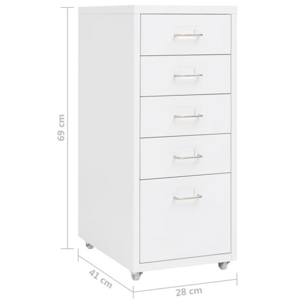 Aktenschrank mit Rollen Weiß 28x41x69 cm Metall