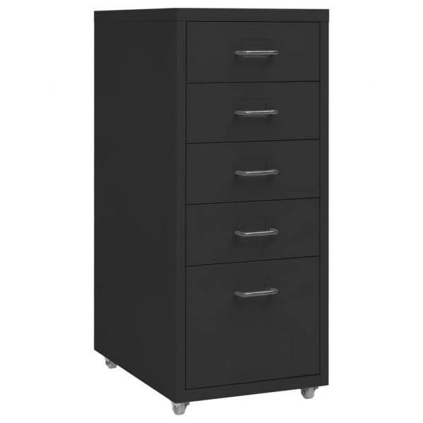 ARDEBO.de - Aktenschrank mit Rollen Schwarz 28x41x69 cm Metall