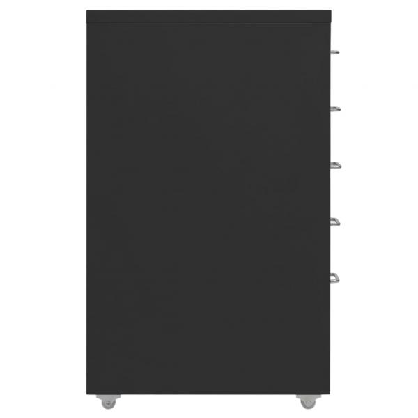 Aktenschrank mit Rollen Schwarz 28x41x69 cm Metall