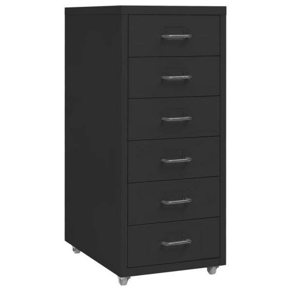 ARDEBO.de - Aktenschrank mit Rollen Schwarz 28x41x69 cm Metall