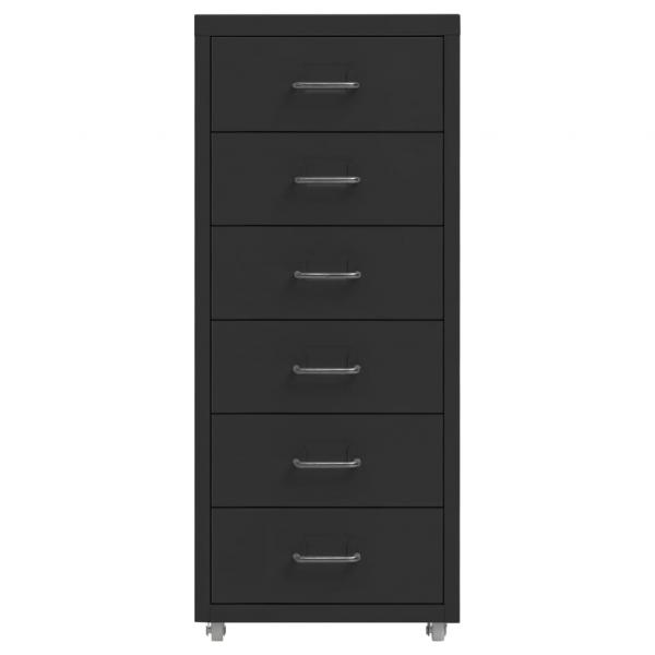 Aktenschrank mit Rollen Schwarz 28x41x69 cm Metall