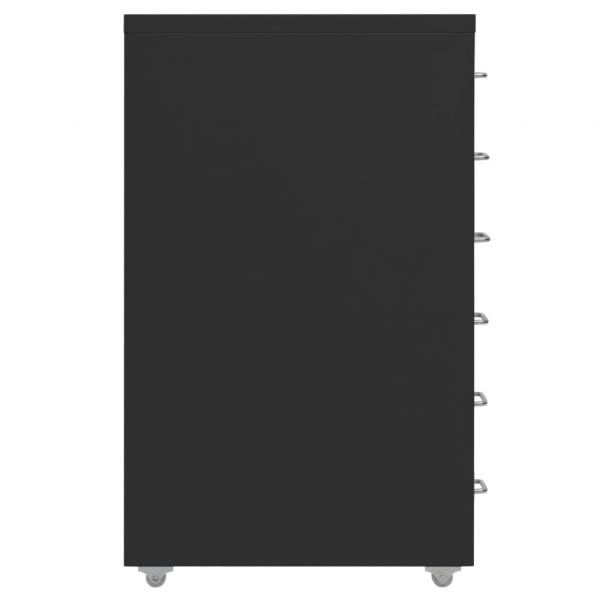 Aktenschrank mit Rollen Schwarz 28x41x69 cm Metall