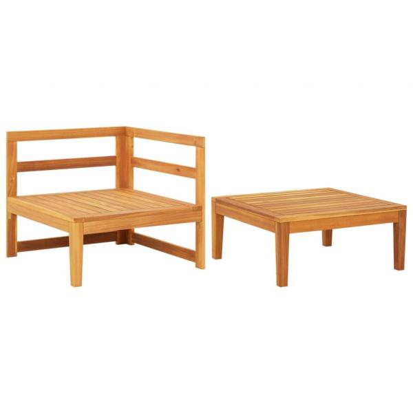 2-tlg. Garten-Lounge-Set mit Kissen Cremeweiß Akazienholz