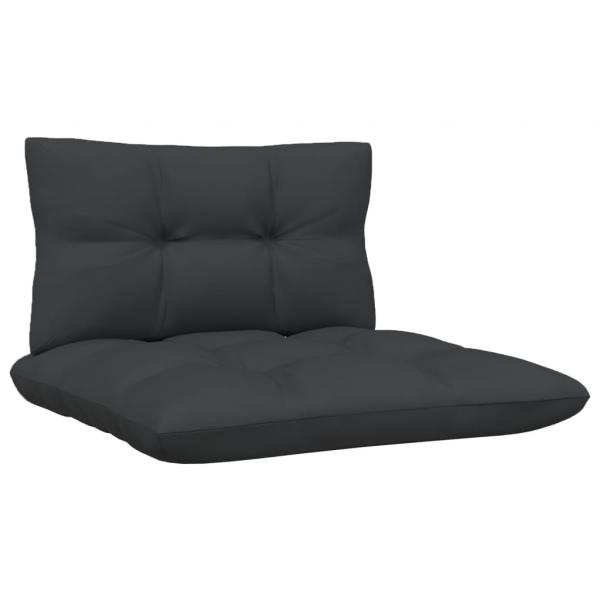 Garten-Mittelsofa mit Kissen Schwarz Massivholz Kiefer