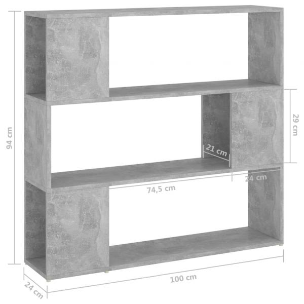 Bücherregal Raumteiler Betongrau 100x24x94 cm