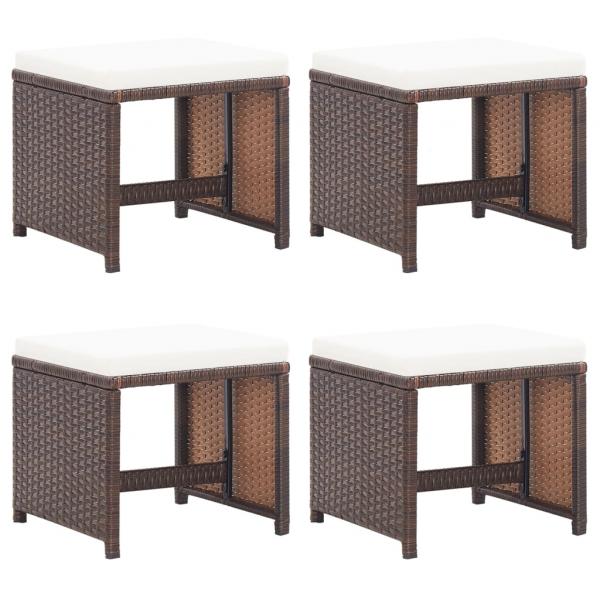 ARDEBO.de - Gartenhocker 4 Stk. mit Kissen Poly Rattan Braun