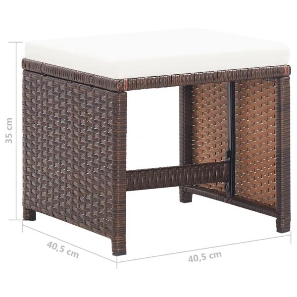 Gartenhocker 4 Stk. mit Kissen Poly Rattan Braun