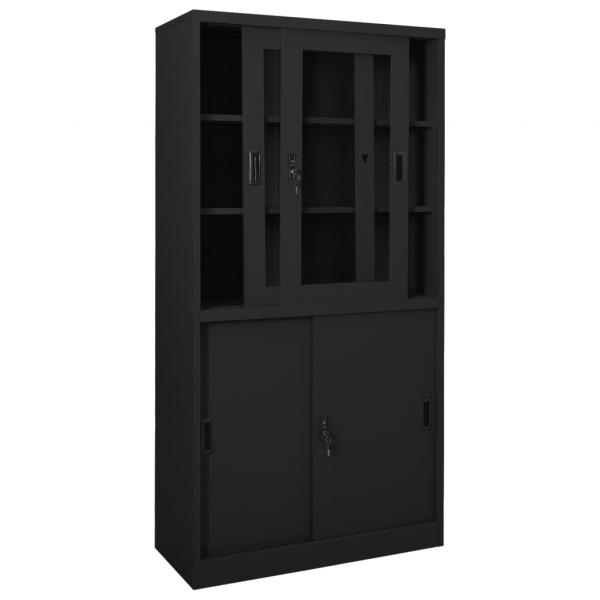 Büroschrank mit Schiebetür Anthrazit 90x40x180 cm Stahl 