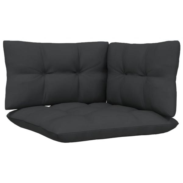 2-Sitzer-Gartensofa mit Kissen Schwarz Massivholz Kiefer 