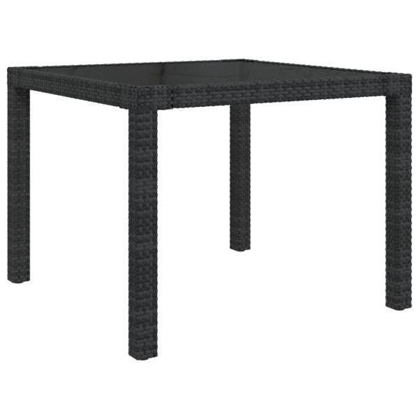 Gartentisch 90x90x75 cm Gehärtetes Glas Poly Rattan Schwarz 