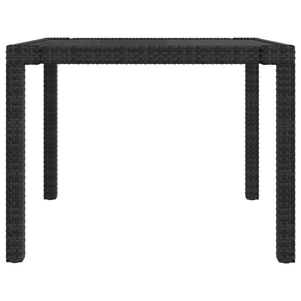 Gartentisch 90x90x75 cm Gehärtetes Glas Poly Rattan Schwarz 