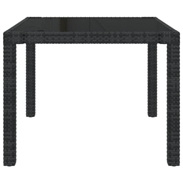 Gartentisch 90x90x75 cm Gehärtetes Glas Poly Rattan Schwarz 