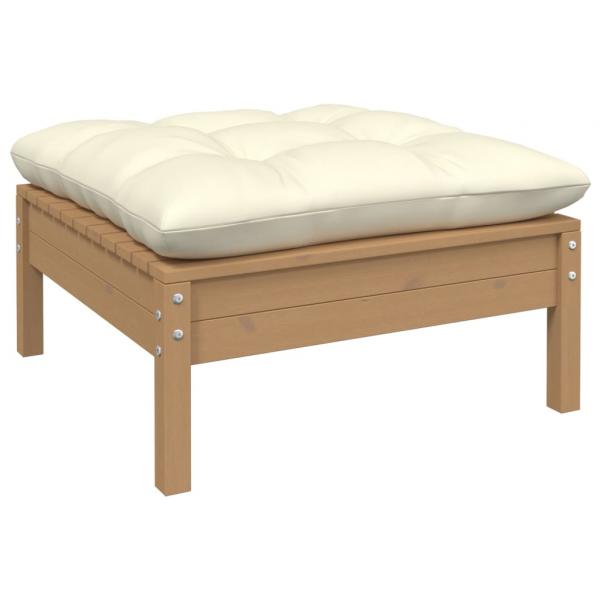 3-tlg. Garten-Lounge-Set mit Creme Kissen Massivholz Kiefer