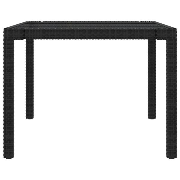 Gartentisch Schwarz 190x90x75 cm Gehärtetes Glas Poly Rattan