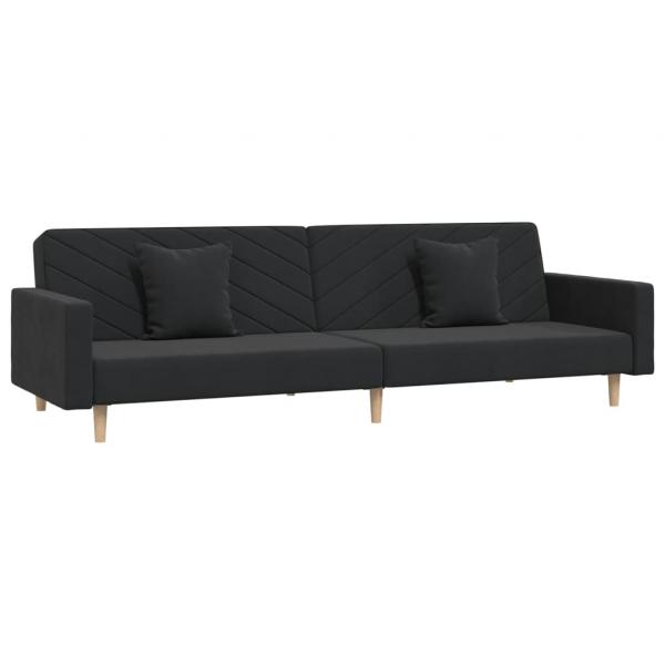 Schlafsofa 2-Sitzer mit 2 Kissen Schwarz Samt  