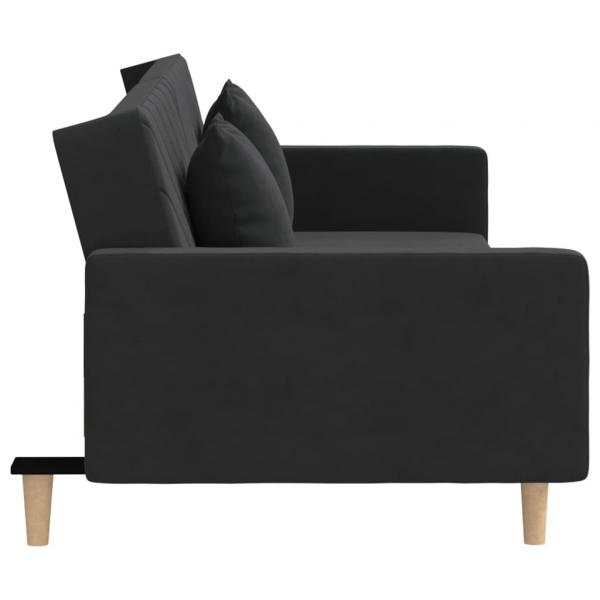 Schlafsofa 2-Sitzer mit 2 Kissen Schwarz Samt  