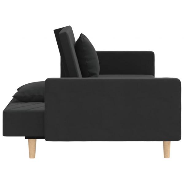 Schlafsofa 2-Sitzer mit 2 Kissen Schwarz Samt  