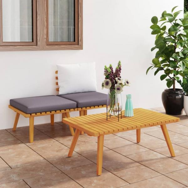 ARDEBO.de - 3-tlg. Garten-Lounge-Set mit Kissen Massivholz Akazie