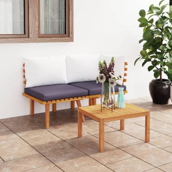 ARDEBO.de - 2-tlg. Garten-Lounge-Set mit Kissen Massivholz Akazie