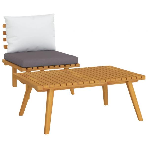 2-tlg. Garten-Lounge-Set mit Kissen Massivholz Akazie