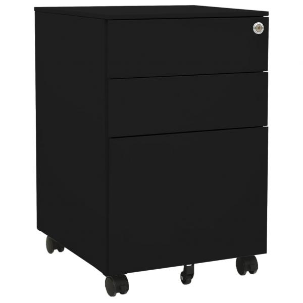 ARDEBO.de - Aktenschrank mit Rollen Schwarz 39x45x60 cm Stahl