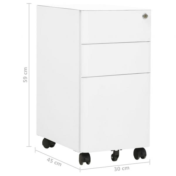 Aktenschrank mit Rollen Weiß 30x45x59 cm Stahl